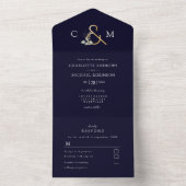 モダンエレガントユーカリ結婚の オールインワン招待状 (内側)