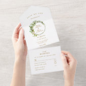 モダンエレガントユーカリ結婚の オールインワン招待状 (貼ってはがせる)