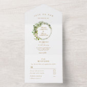 モダンエレガントユーカリ結婚の オールインワン招待状 (内側)