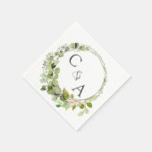 モダンエレガントユーカリ結婚の スタンダードカクテルナプキン (角)