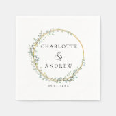 モダンエレガントユーカリ結婚の スタンダードカクテルナプキン (正面)