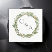 モダンエレガントユーカリ結婚の スタンダードカクテルナプキン