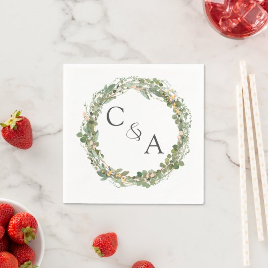 モダンエレガントユーカリ結婚の スタンダードカクテルナプキン (インサイチュ)