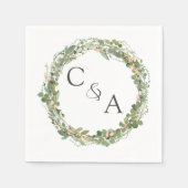 モダンエレガントユーカリ結婚の スタンダードカクテルナプキン (正面)