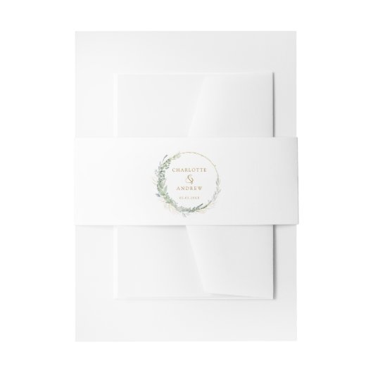 モダンエレガントユーカリ結婚の 招待状ベリーバンド (正面例)