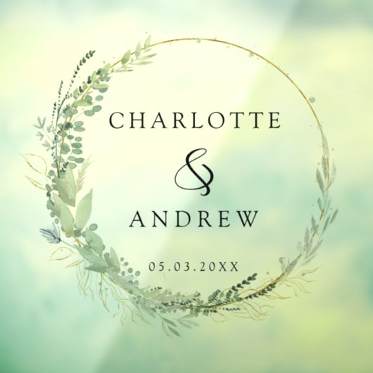 モダンエレガントユーカリ結婚ス ウィンドウサイン (シート3)