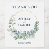 モダンエレガントユーカリ金ゴールド結婚ズ ワインラベル (シングルラベル)