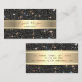 モダンエレガントラグジュアリーブラックグリッター金ゴールドストライプ 名刺 (正面/裏面)