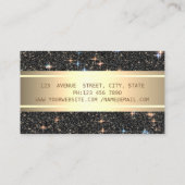 モダンエレガントラグジュアリーブラックグリッター金ゴールドストライプ 名刺 (裏面)