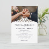 モダンエレガントリングや輪クラシック結婚フローラ 招待状 (スタンド正面)