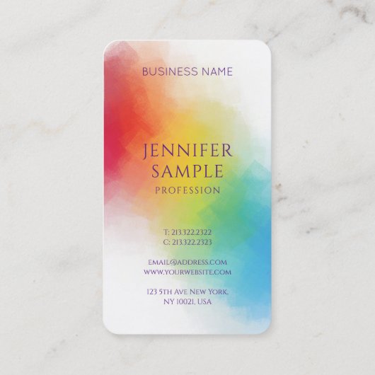 モダンエレガントレインボーカスタムカラーテンプレート 名刺 (裏面)