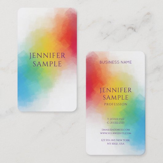 モダンエレガントレインボーカスタムカラーテンプレート 名刺 (正面/裏面)