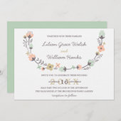 モダンエレガントレトロフローラ結婚リース 招待状 (正面/裏面)