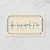 モダンエレガントレトロブルー美しい割引カード 割引カード (裏面)