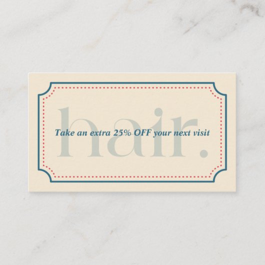 モダンエレガントレトロブルー美しい割引カード 割引カード (裏面)