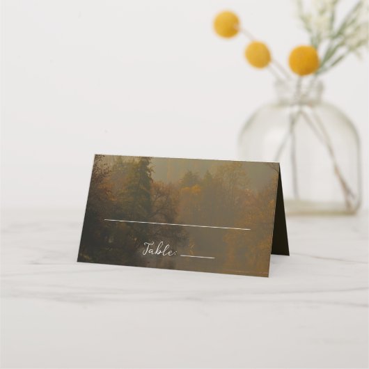 モダンエレガントヴィンテージ素朴秋の結婚式 プレイスカード (正面)