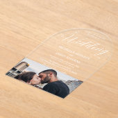 モダンエレガント下写真結婚書 アクリル招待状 (レイダウン)