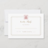 モダンエレガント中国の2倍の幸福結婚の 出欠カード (正面)