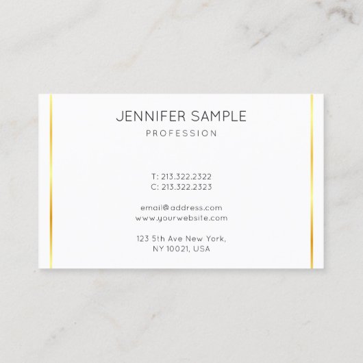 モダンエレガント企業の金ゴールドストライプ白 名刺 (裏面)