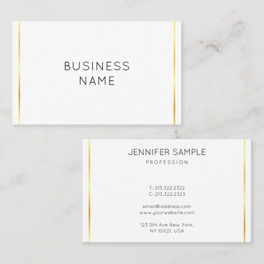 モダンエレガント企業の金ゴールドストライプ白 名刺 (正面/裏面)
