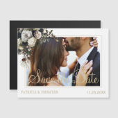 モダンエレガント写真シックな結婚式の日付を保存 (正面/裏面)