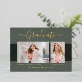 モダンエレガント写真箔卒業発表 箔招待状 (立ち正面)