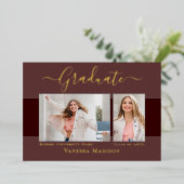 モダンエレガント写真箔卒業発表 箔招待状 (立ち正面)