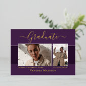 モダンエレガント写真箔卒業発表 箔招待状 (立ち正面)