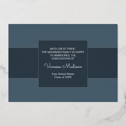 モダンエレガント写真箔卒業発表 箔招待状 (裏面)