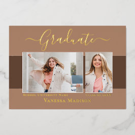 モダンエレガント写真箔卒業発表 箔招待状