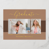 モダンエレガント写真箔卒業発表 箔招待状 (正面)