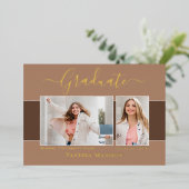 モダンエレガント写真箔卒業発表 箔招待状 (立ち正面)