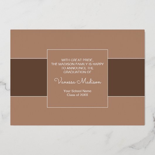 モダンエレガント写真箔卒業発表 箔招待状 (裏面)