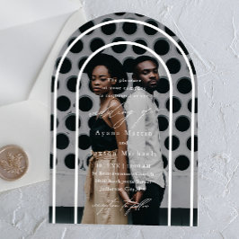 モダンエレガント写真結婚の アクリル招待状