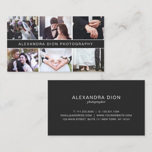 モダンエレガント写真結婚コラージュ 名刺 (正面/裏面)