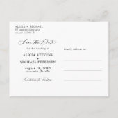 モダンエレガント写真結婚式の脚本 案内ポストカード (裏面)