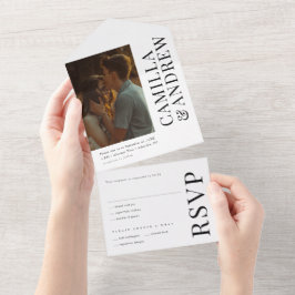 モダンエレガント写真結婚 オールインワン招待状