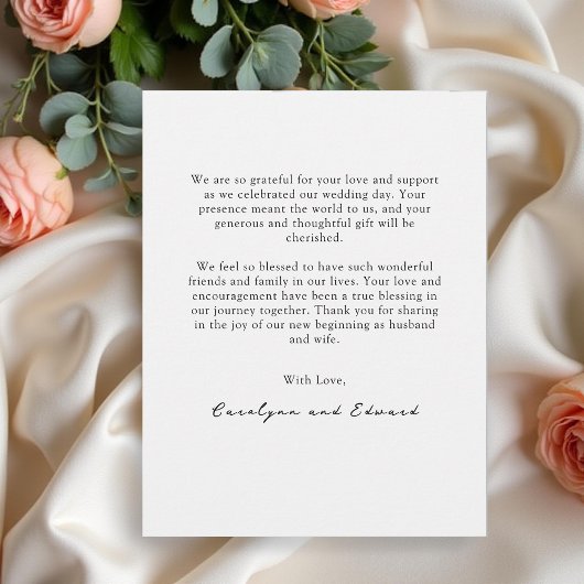 モダンエレガント写真結婚 サンキューカード