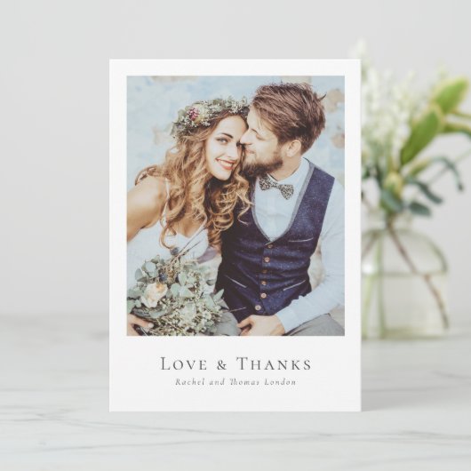 モダンエレガント写真Script Love & 感謝してい 結婚's サンキューカード (スタンド正面)