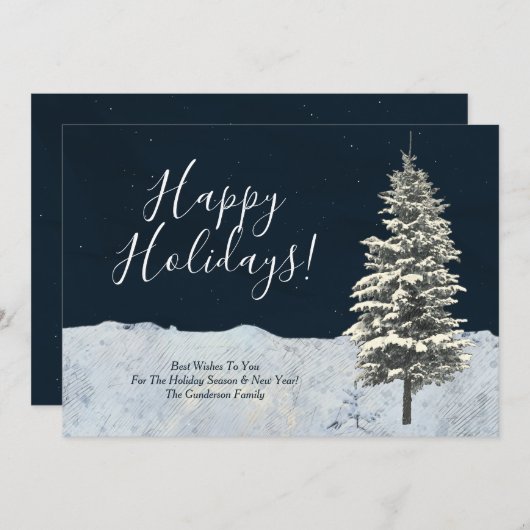 モダンエレガント冬の木のクリスマス 案内状 (正面/裏面)