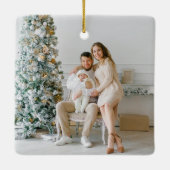 モダンエレガント初めてのクリスマス写真 セラミックオーナメント (裏面)