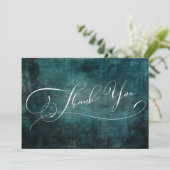 モダンエレガント動揺してティール（緑がかった色）グランジ サンキューカード (スタンド正面)