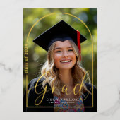 モダンエレガント卒業シンプル写真卒業 箔招待状 (正面)