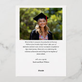 モダンエレガント卒業シンプル写真卒業 箔招待状 (裏面)