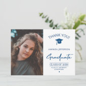 モダンエレガント卒業写真感謝してい卒者 サンキューカード (スタンド正面)