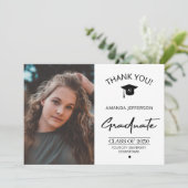 モダンエレガント卒業写真感謝してい卒者 サンキューカード (スタンド正面)