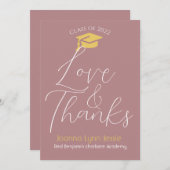 モダンエレガント卒業金ゴールドのCAPスク感謝していリット サンキューカード (正面/裏面)
