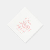 モダンエレガント台詞のカップル名をピンク結婚色に スタンダードカクテルナプキン (角)