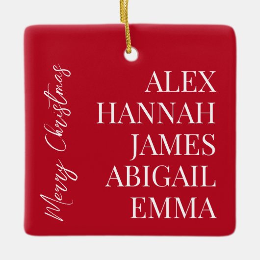 モダンエレガント名パーソナライズされた家族 セラミックオーナメント (正面)