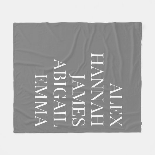 モダンエレガント名パーソナライズされた家族 フリースブランケット (正面(横))